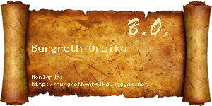 Burgreth Orsika névjegykártya